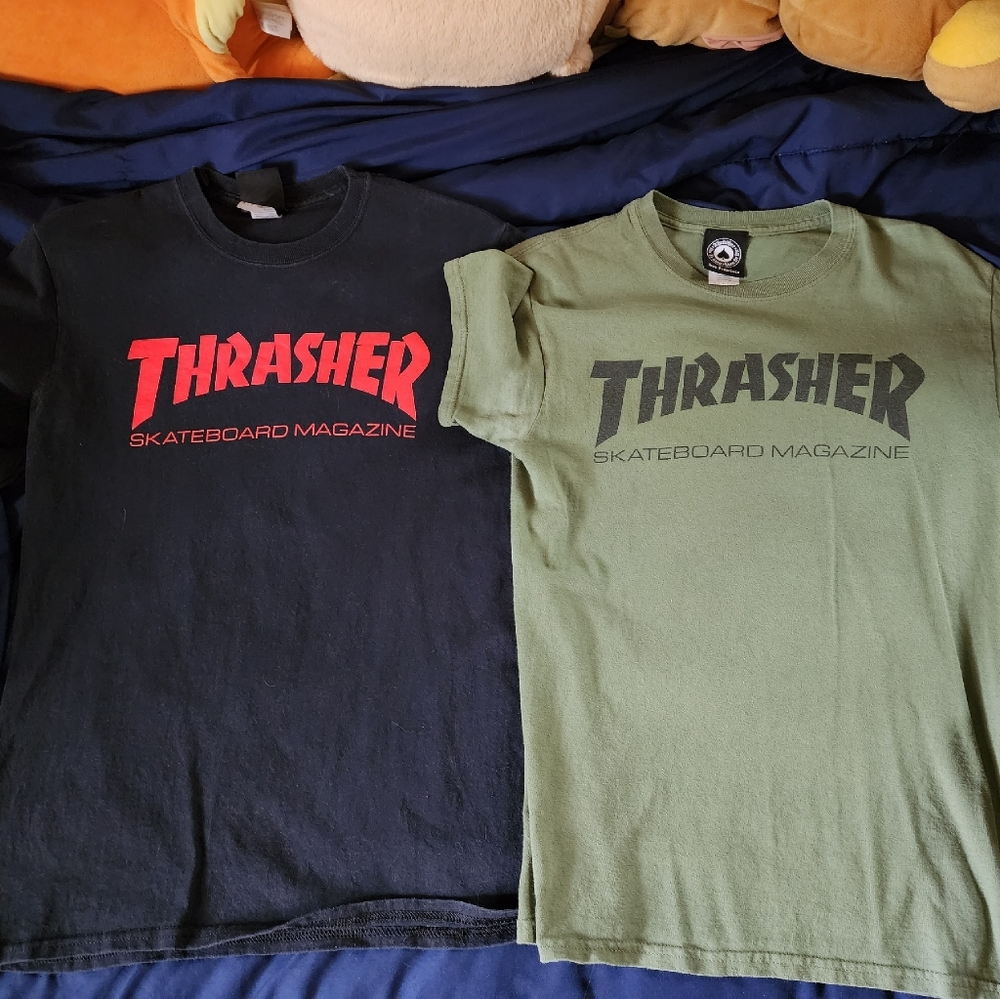 Lot of 5 Skate Shirts, Thrasher, Santa Cruz, Volcom